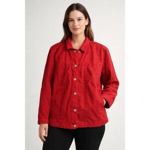 ew Directions Red Embroidered Button Front Jacket Women 1X